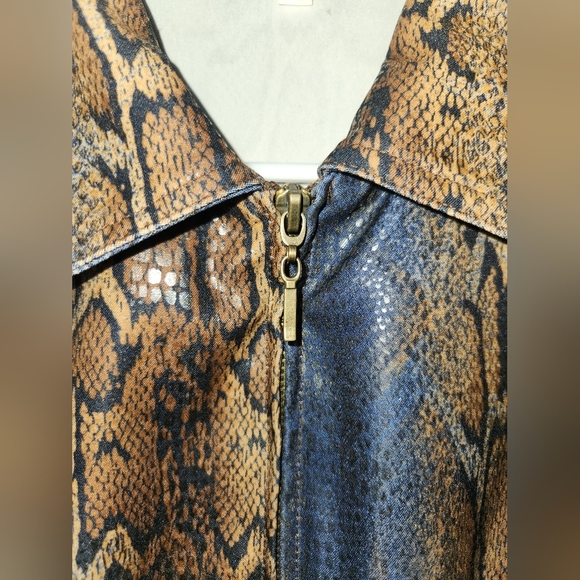 Harlow‎ vintage 3 piece faux leather animal print outfit jacket skirt pants - Picture 3 of 15